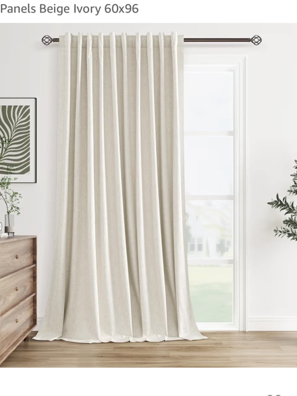 Extra Wide 100% Blackout Curtain - cream - 60x96